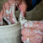 Daniel Boyle at work in his pottery 2019